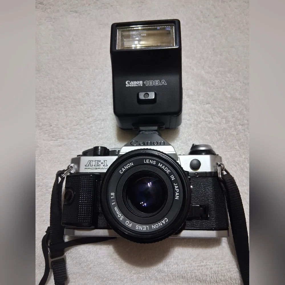 Canon AE-1 Program 35mm Film Camera with Flash - Black Made In Japan